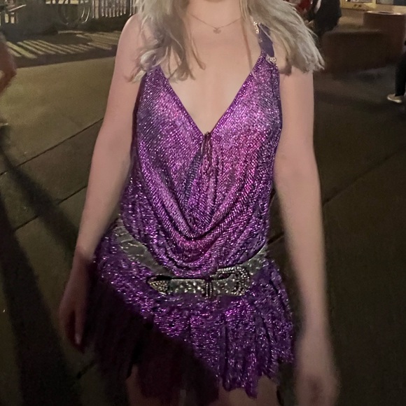 Poster Girl Barbara Amethyst SS23 Mini Dress Crystal Chainmail - Picture 6 of 10